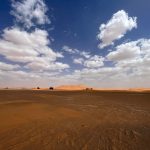 Merzouga,,Morocco,,Africa,,Panoramic,Road,In,The,Sahara,Desert,With