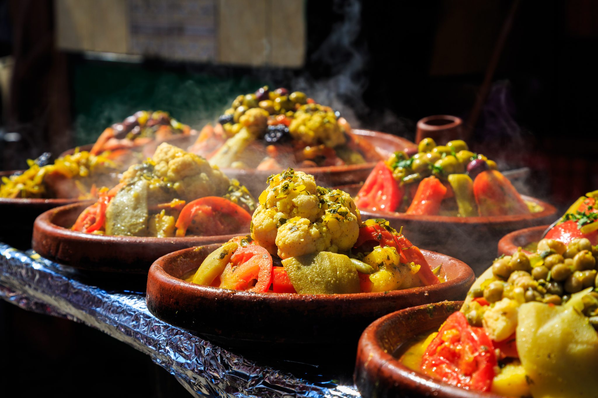 A,Lot,Of,Warm,Tagines,With,Delicious,Vegetables,On,A